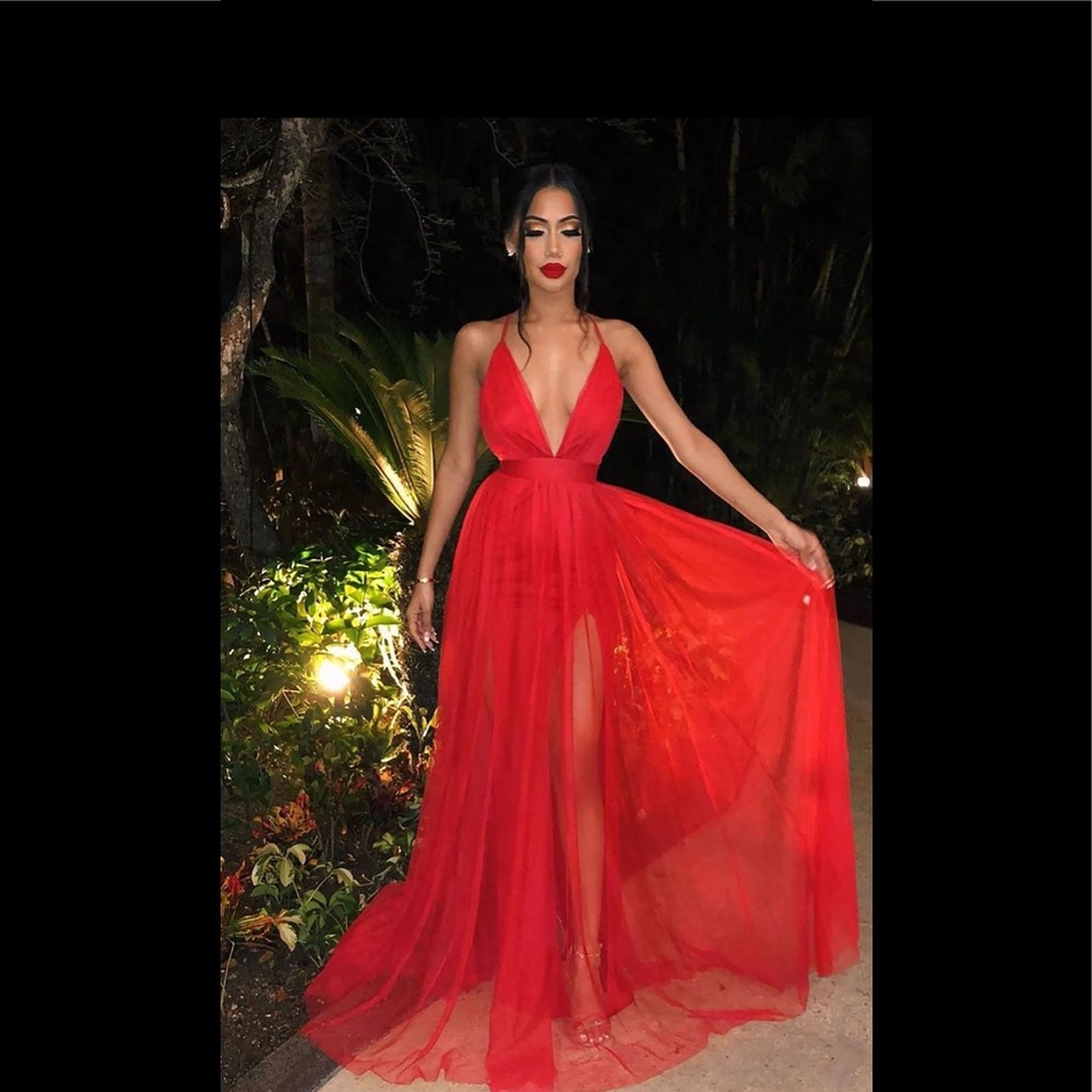 Red maxi dress